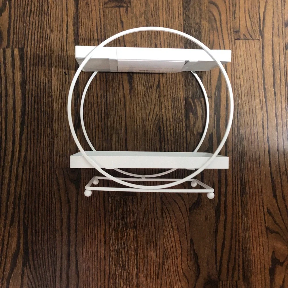 Thinkspace White Marble Two-Tier Vanity Tray with Metal Frame